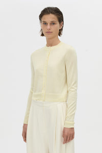 Cropped view CAMILLA AND MARC Leona knit cardigan in soft lemon.