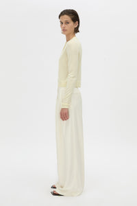 Side view CAMILLA AND MARC Leona knit cardigan in soft lemon.