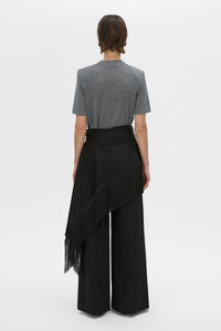 Back view CAMILLA AND MARC Leona knit T shirt in charcoal marle.