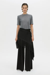 Front view CAMILLA AND MARC Leona knit T shirt in charcoal marle.