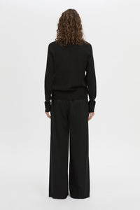 Back view CAMILLA AND MARC Leona V neck sweater in black.