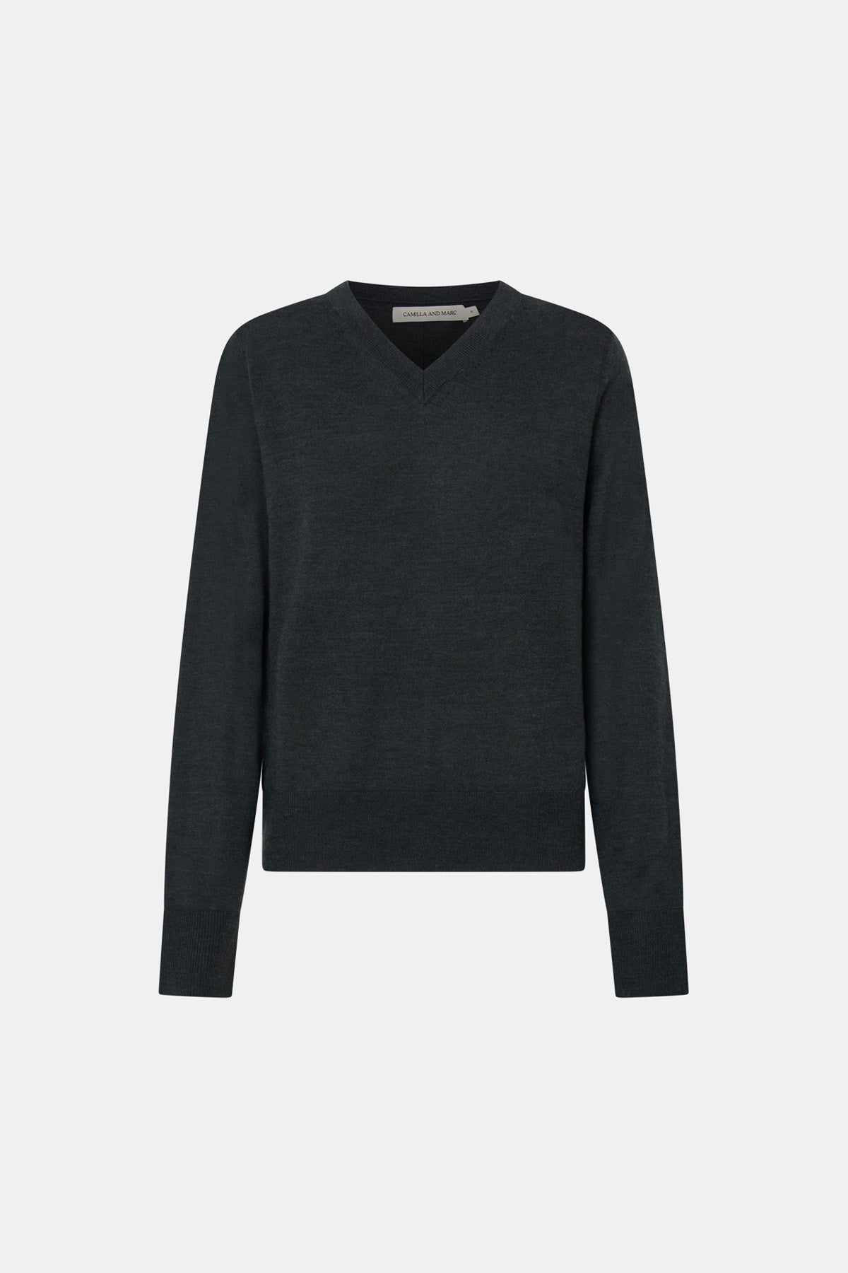 Leona Knit V Neck Sweater - CAMILLA AND MARC Leona long sleeve V neck sweater in charcoal melange