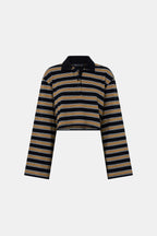 Liat Stripe Crop Polo Top