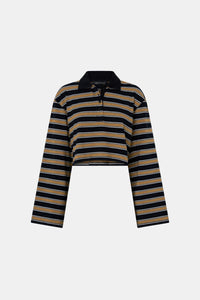 Liat Stripe Crop Polo Top