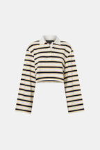 Liat Stripe Crop Polo Top