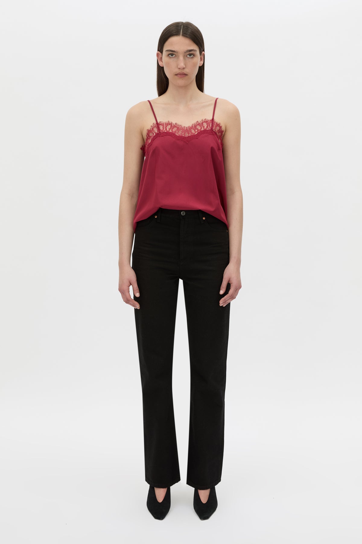 Front view CAMILLA AND MARC Lira cami in raspberry pink.