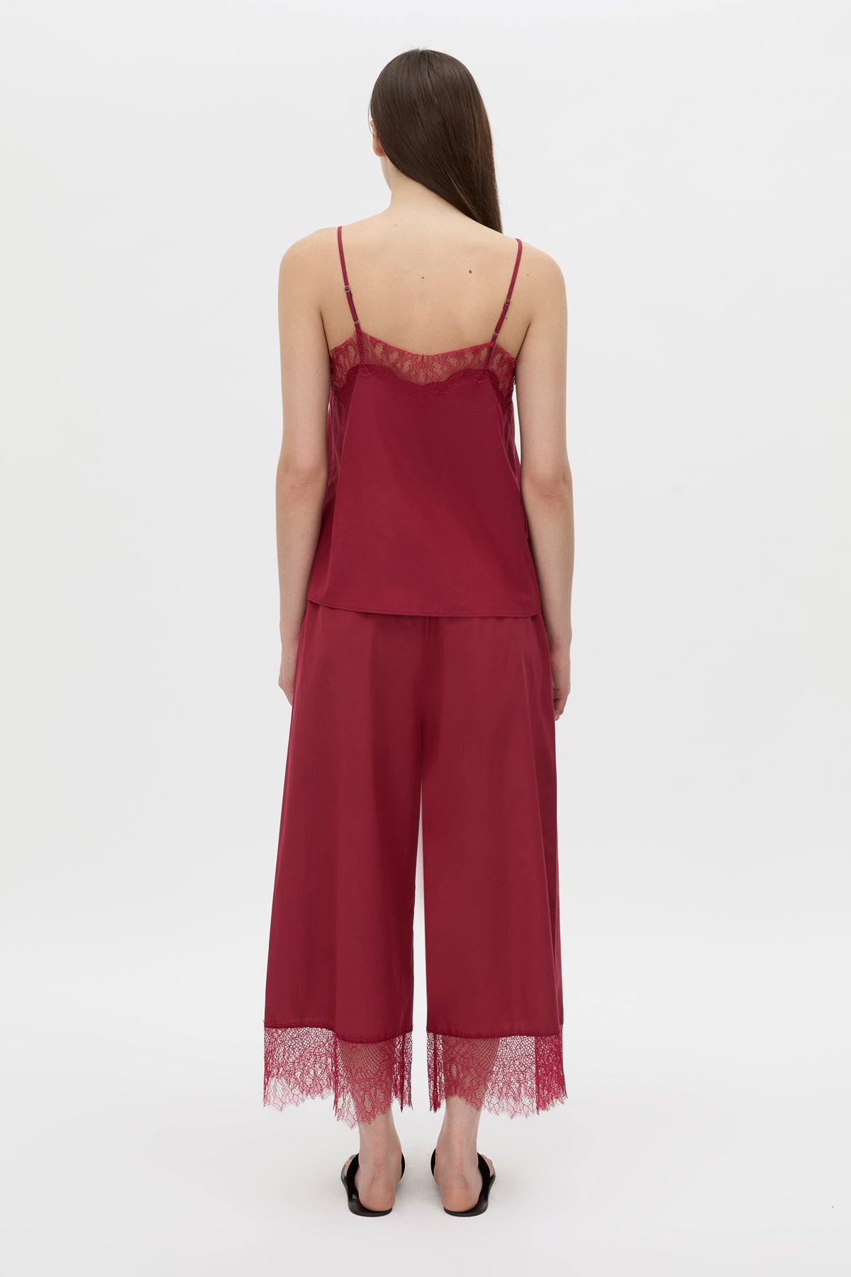 Back view CAMILLA AND MARC Lira cropped pant in raspberry pink.