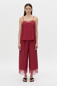 Front view CAMILLA AND MARC Lira cropped pant in raspberry pink.