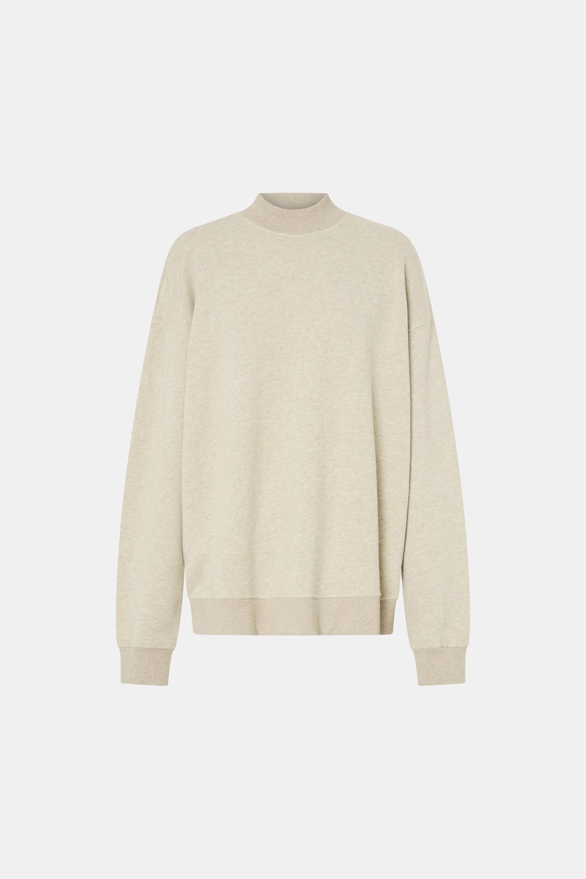 Ghost view CAMILLA AND MARC Lloyd Sweater in cream with turtleneck and embroidered chest monogram.  