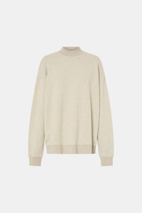 Ghost view CAMILLA AND MARC Lloyd Sweater in cream with turtleneck and embroidered chest monogram.  