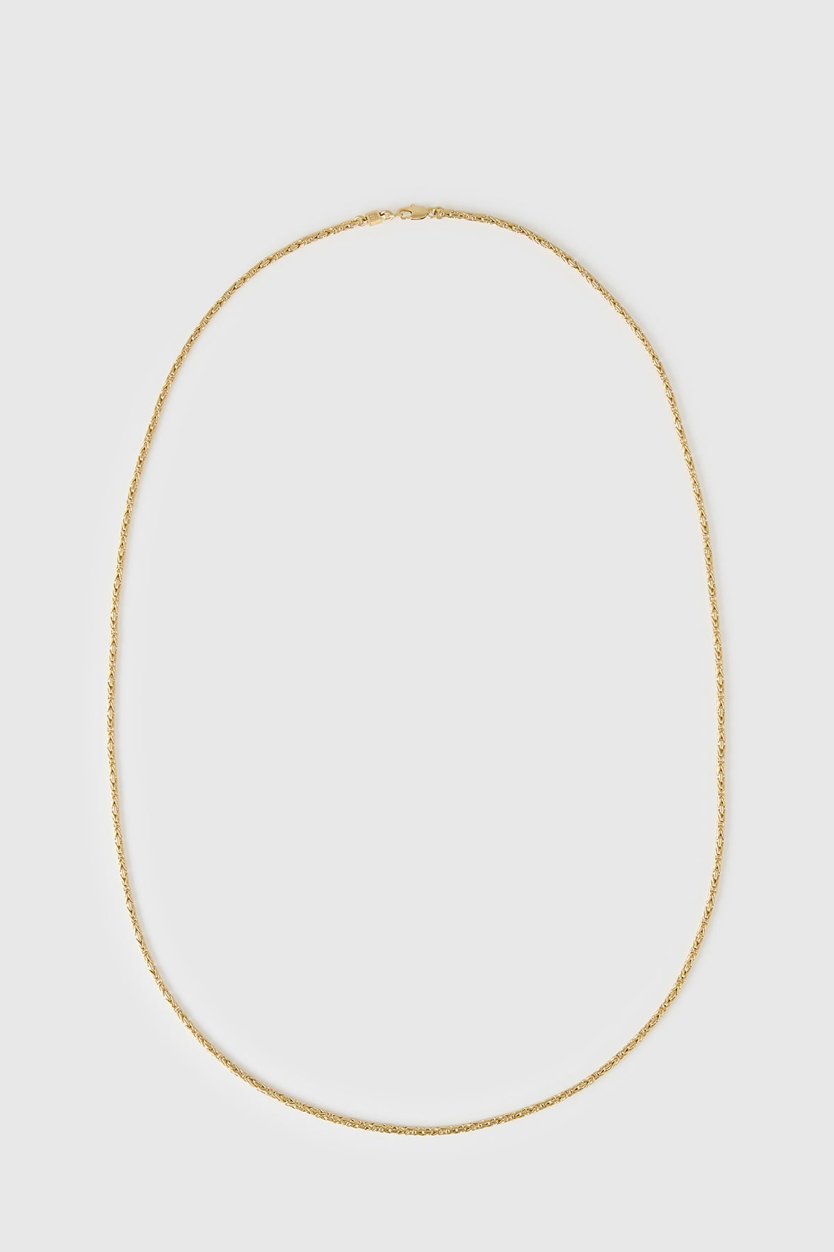 Front ghost view CAMILLA AND MARC Logan Necklace finished 18k gold plating.