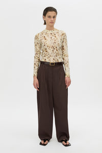 Front-styled view CAMILLA AND MARC Lola relaxed pant in hickory.