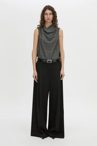 Front view CAMILLA AND MARC Lourdes check shell top in grey.
