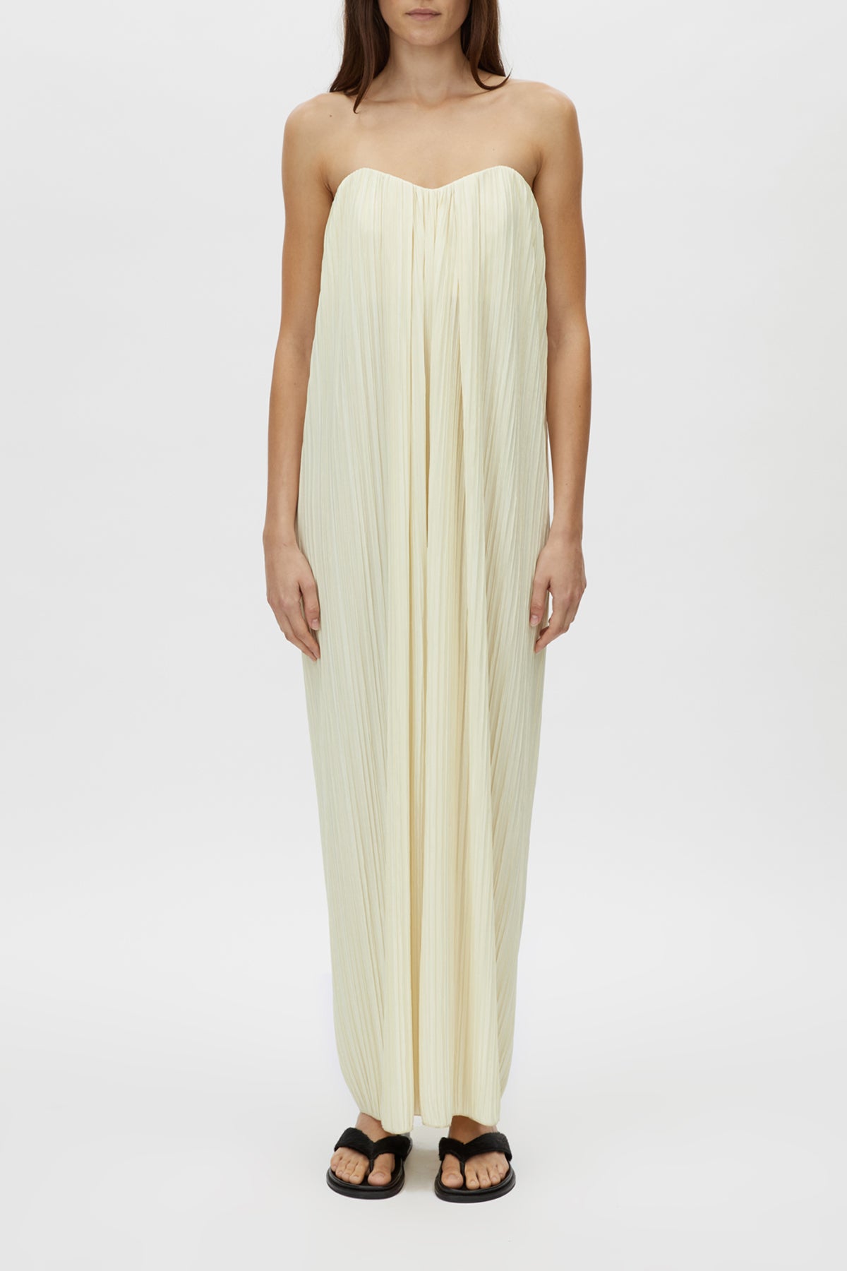 Lucent Midi Dress - CAMILLA AND MARC Lucent draped strapless yellow midi dress