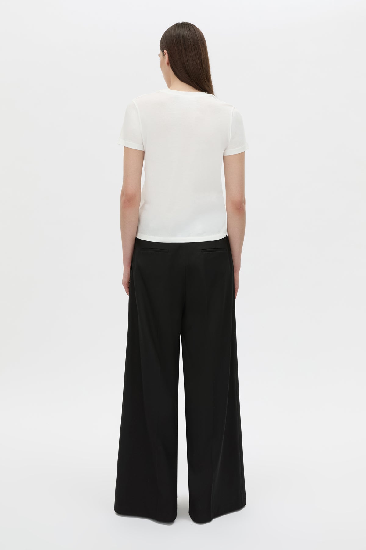 Back view CAMILLA AND MARC Lucinda graphic tee in soft white.