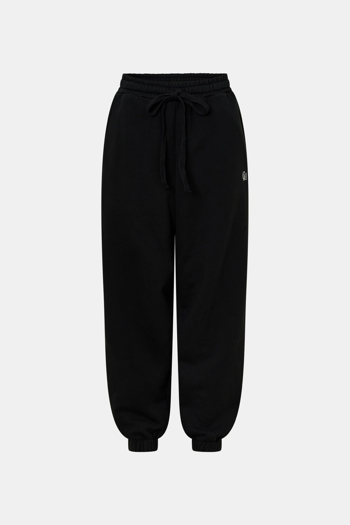 Ghost view CAMILLA AND MARC Lyra Logo Track Pant in Black and White with relaxed fit and embroidered initial detail.