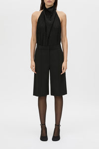 Mackinley Short - CAMILLA AND MARC Mackinley black mid-rise bermuda shorts are crafted from a lightweight yet structur