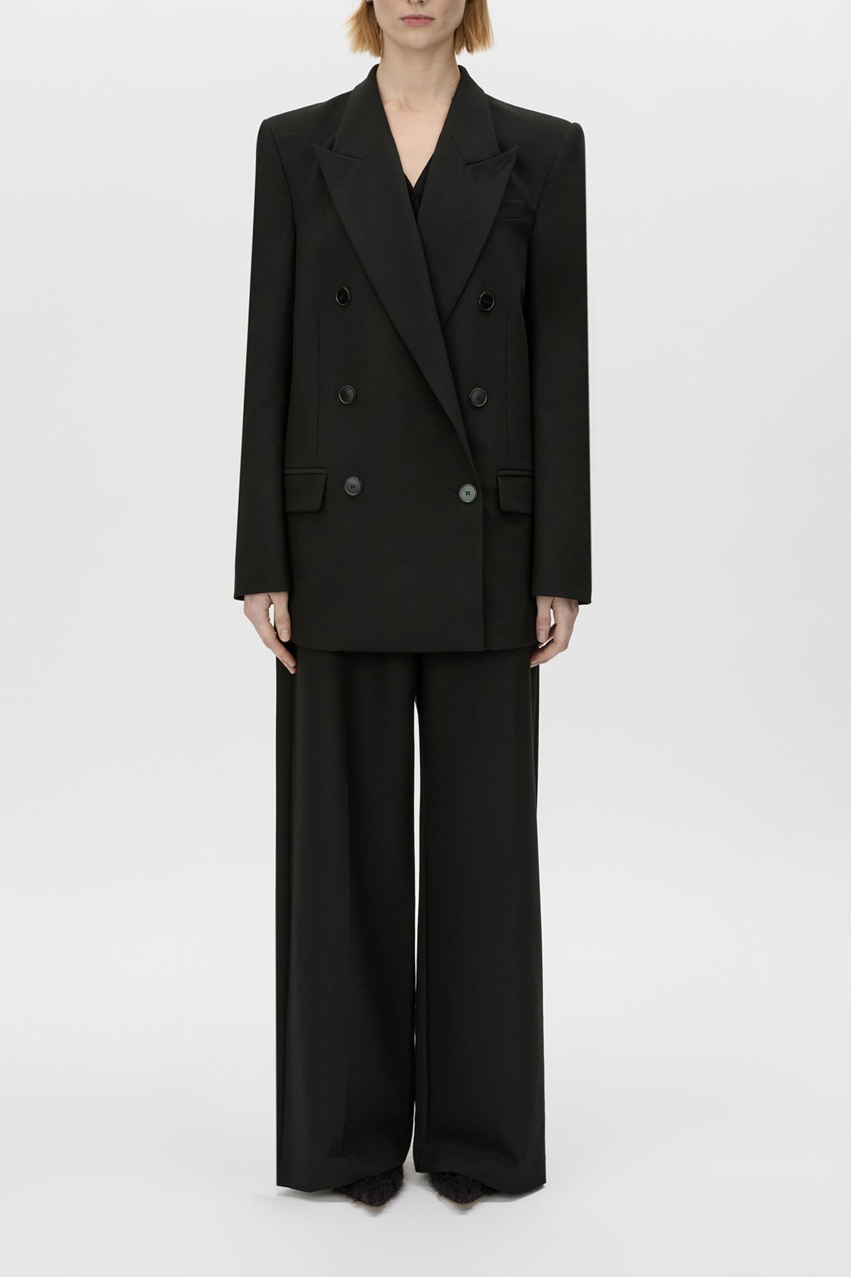 Mackinley Double Breasted Blazer - CAMILLA AND MARC Mackinley double-breasted black blazer with shoulder pads