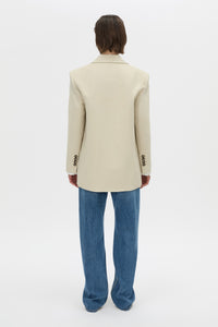 Back view CAMILLA AND MARC Mackinley oversized blazer in pistachio.