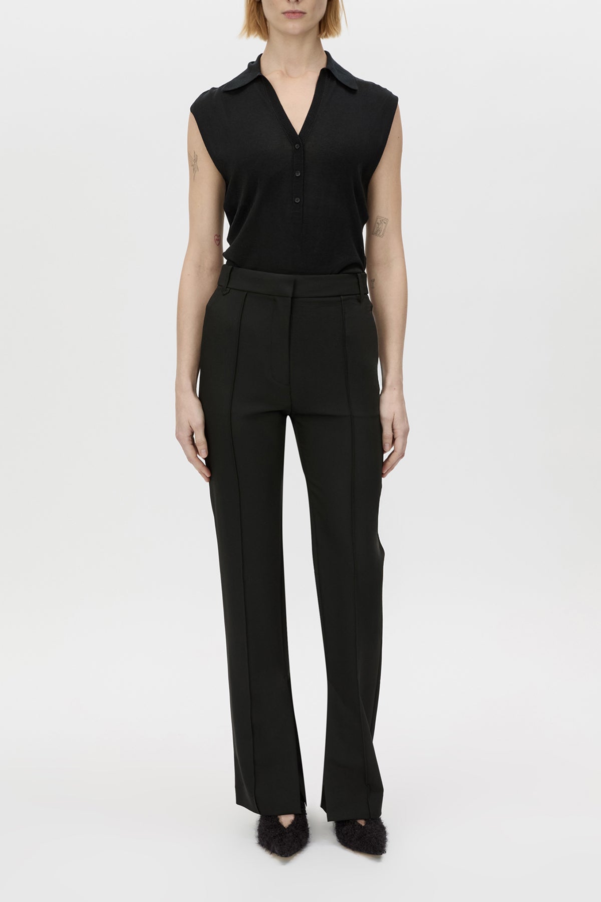 Mackinley Slim Leg Pant - CAMILLA AND MARC Mackinley high-wasited slim leg pant in black with pintuck details