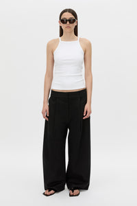 Front-styled view CAMILLA AND MARC Magnolia Drill Pant in black with centre front and back pleats.
