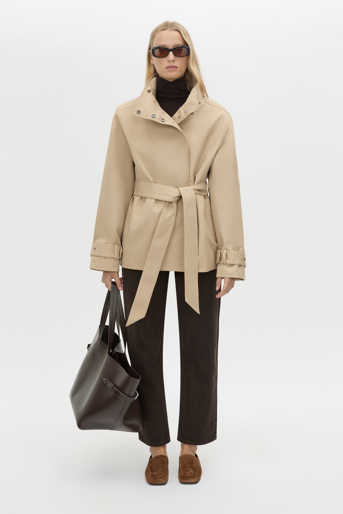 Mahdavi Puffer Jacket - CAMILLA AND MARC Mahdavi boxy double-breasted puffer jacket in tan