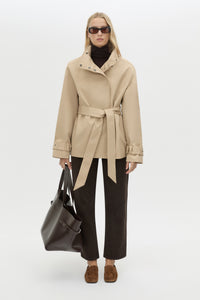 Mahdavi Puffer Jacket - CAMILLA AND MARC Mahdavi boxy double-breasted puffer jacket in tan