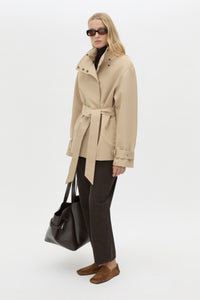 Mahdavi Puffer Jacket - CAMILLA AND MARC Mahdavi boxy double-breasted puffer jacket in tan