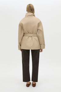 Mahdavi Puffer Jacket - CAMILLA AND MARC Mahdavi boxy double-breasted puffer jacket in tan