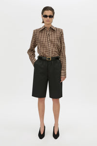 Front-styled view CAMILLA AND MARC Mahdavi bermuda short in black.
