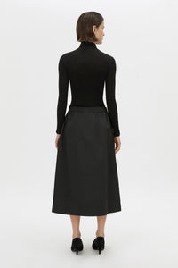 Back view CAMILLA AND MARC Mahdavi midi skirt in black.