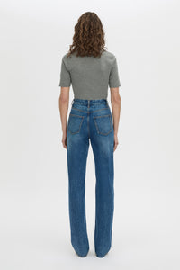Back view CAMILLA AND MARC Manuela denim jean in dark classic blue.