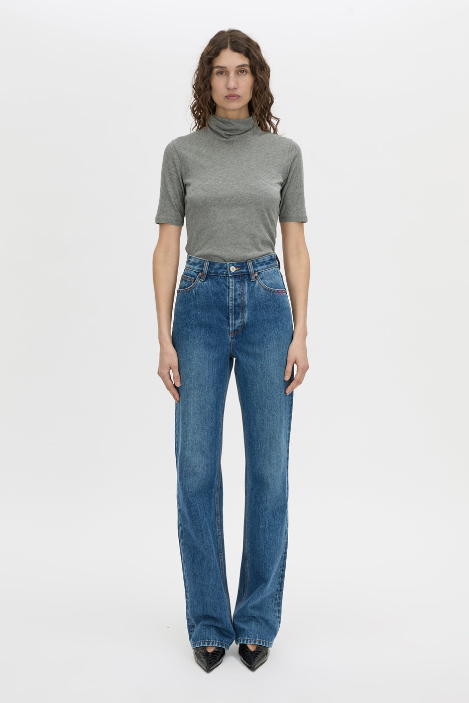 Front view CAMILLA AND MARC Manuela denim jean in dark classic blue.