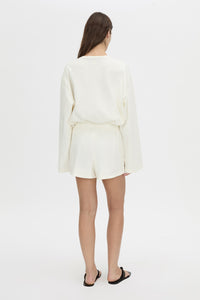 Back view CAMILLA AND MARC Maris mini short in soft white.