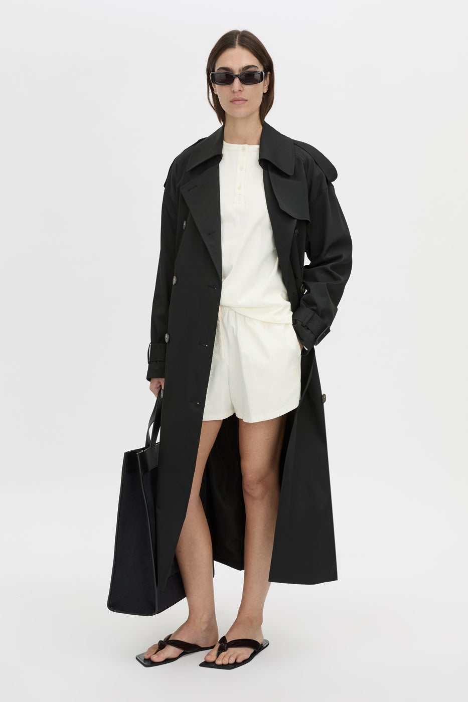 Front-styled view CAMILLA AND MARC Maris mini short in soft white.