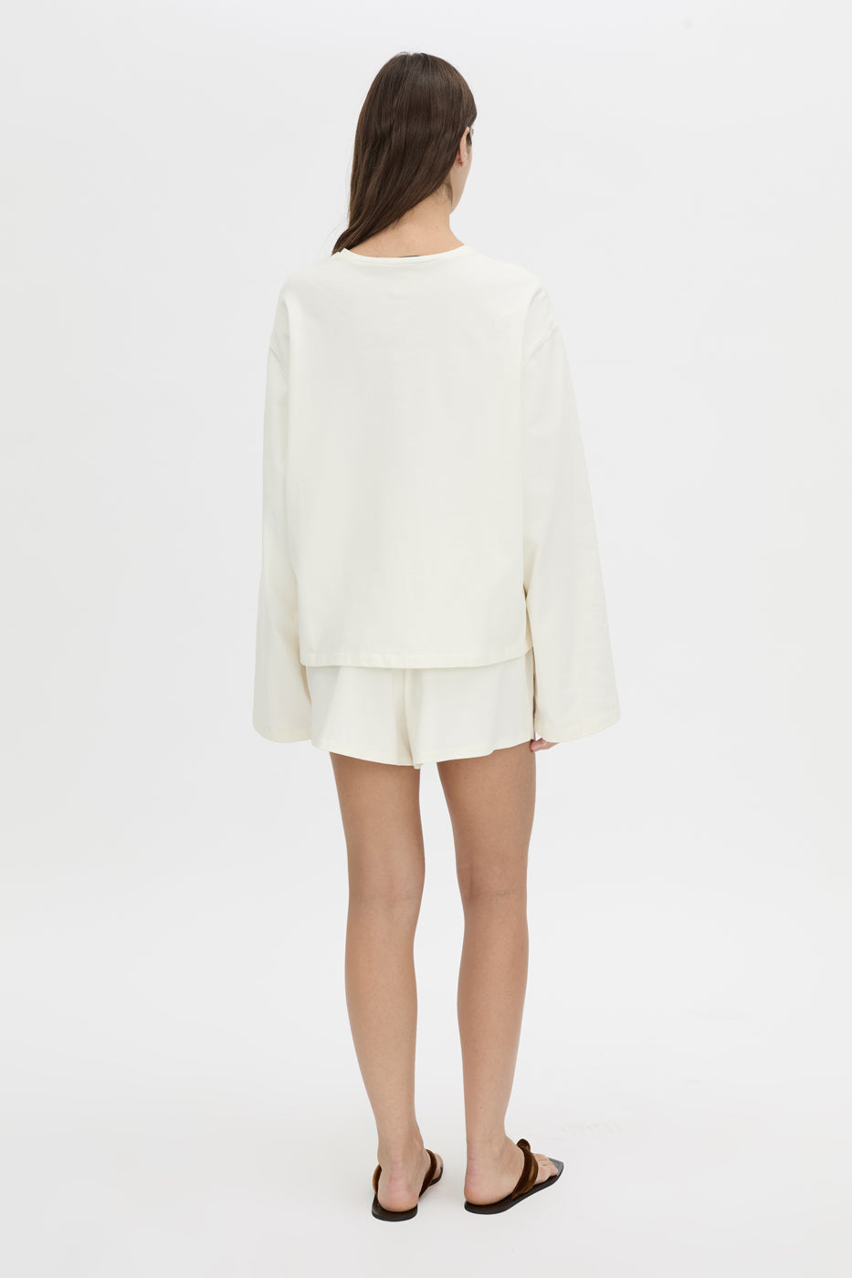 Back view CAMILLA AND MARC Maris long sleeve tee in soft white.