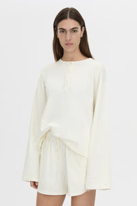 Cropped view CAMILLA AND MARC Maris long sleeve tee in soft white.