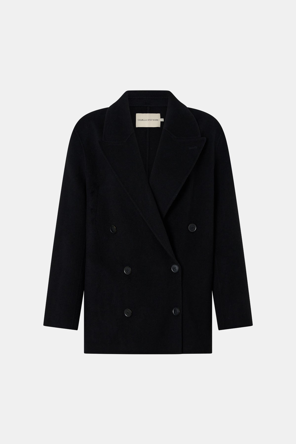 Ghost view CAMILLA AND MARC Memoria Short Coat in Black styled without scarf