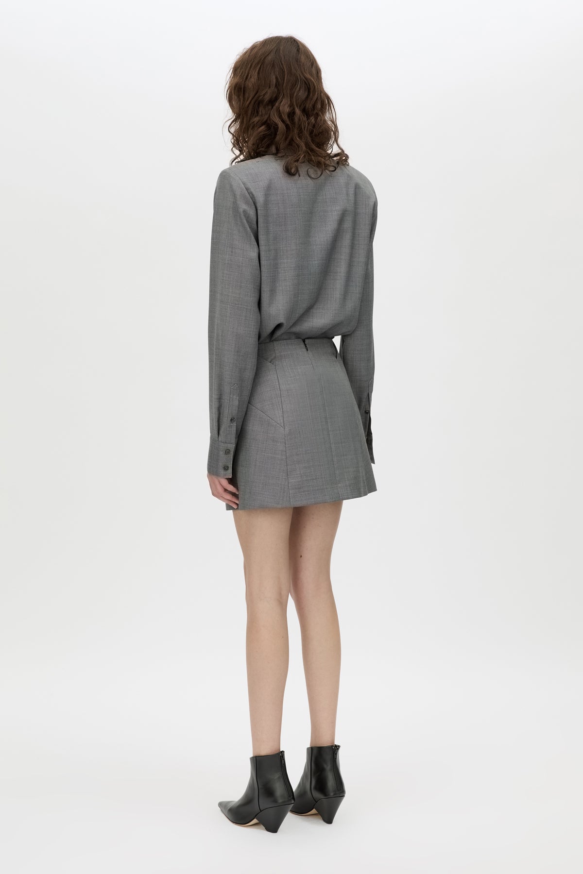 Meyer Mini Skirt - CAMILLA AND MARC Meyer high-waisted charcoal grey mini skirt with panel detailing