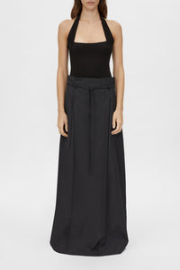 Milo Skirt - CAMILLA AND MARC Milo black fisherman maxi skirt with belt loops and tie