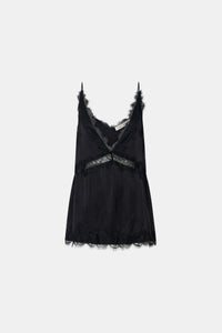 Ghost view CAMILLA AND MARC Mirage Lace Trim Top in Black with V‑neck cami silhouette, and lace border trim.