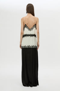 Back view CAMILLA AND MARC Mirage Lounge Pant in Black, featuring high lustre satin, and a relaxed fit.