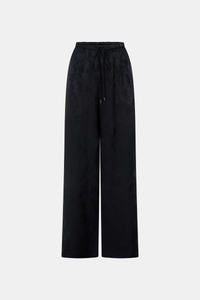 Ghost view CAMILLA AND MARC mid-rise Naidee Satin Relaxed Pant in black with an elasticated gathered waistband.