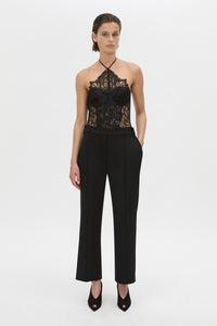 Front-styled view CAMILLA AND MARC Namira Cropped Pant in black.