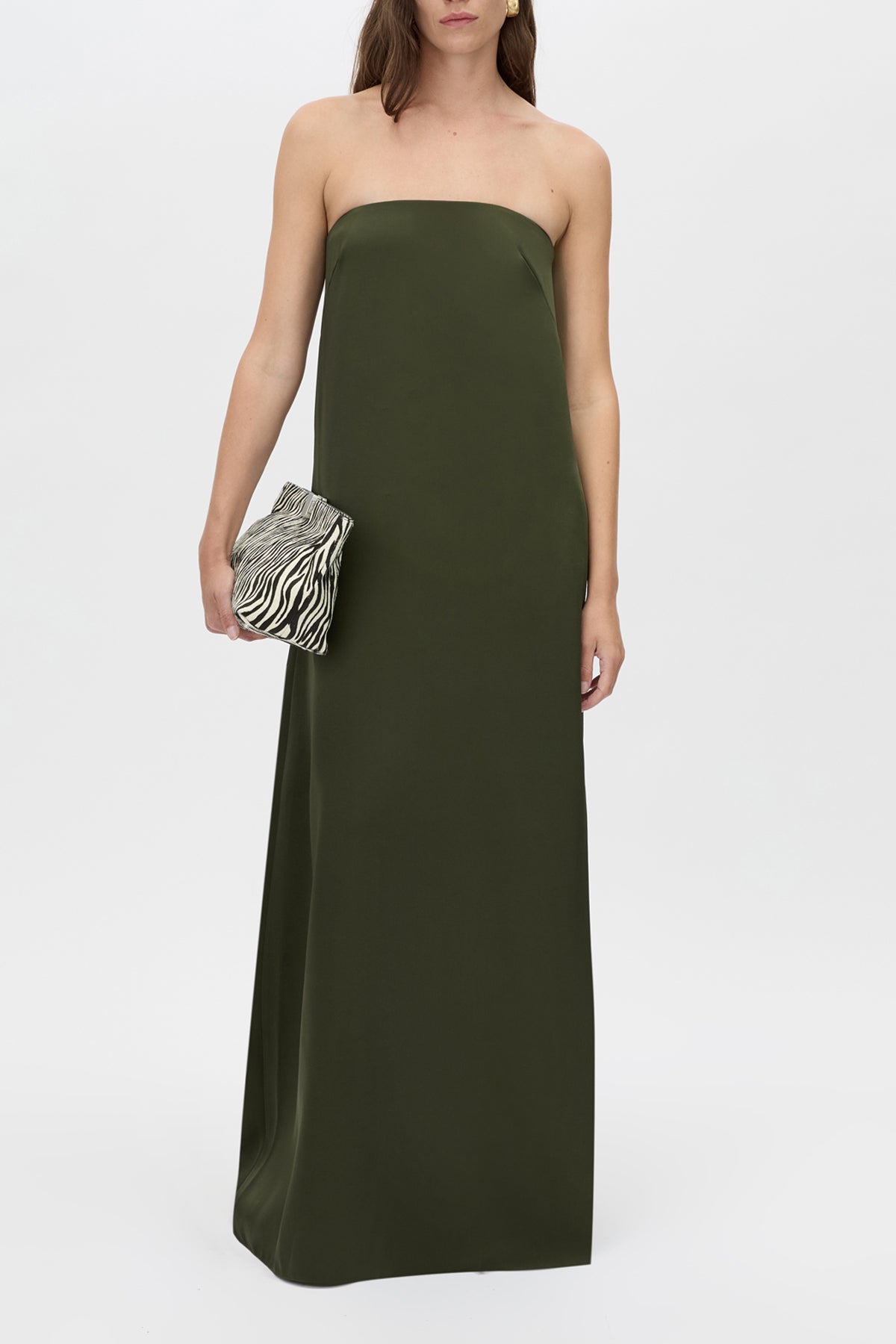 Neptune Dress - CAMILLA AND MARC Neptune satin strapless green maxi dress