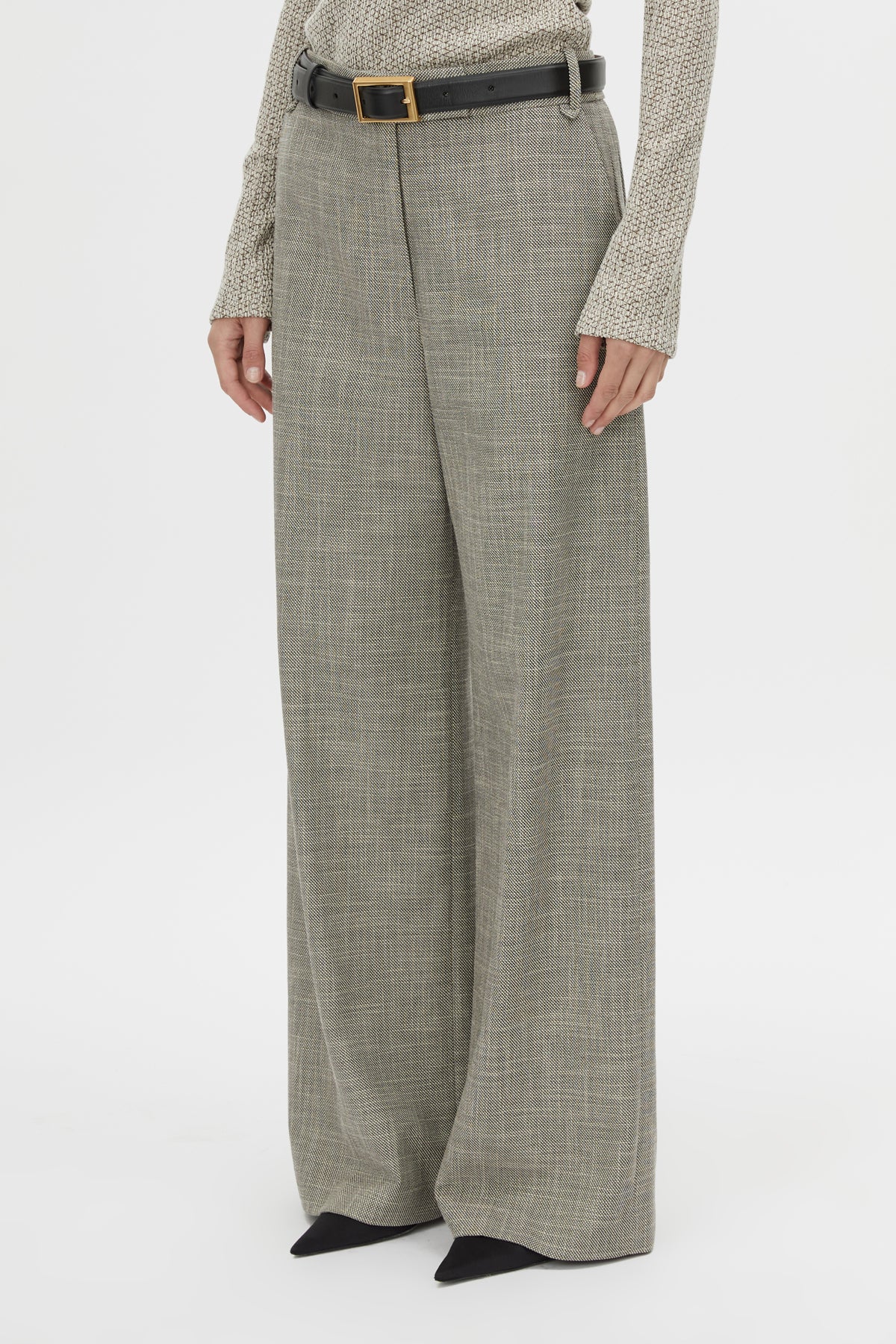 Cropped view CAMILLA AND MARC Nestor Pant in Chocolate Marle with a wide‑leg silhouette.