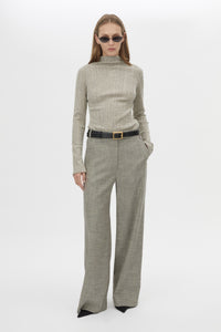 Front view CAMILLA AND MARC Nestor Pant in Chocolate Marle with a wide‑leg silhouette.