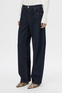 Cropped view CAMILLA AND MARC Noa Jean in Indigo Blue with a relaxed fit, classic pockets and topstitched seam detailing.