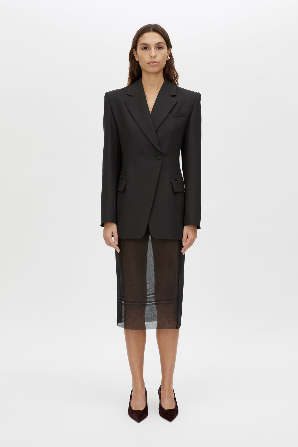 Noe Skirt - CAMILLA AND MARC Noe sheer high-waisted pencil midi skirt in black