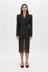 Front view CAMILLA AND MARC Floret Blazer in Black styled with the Noe Skirt.
